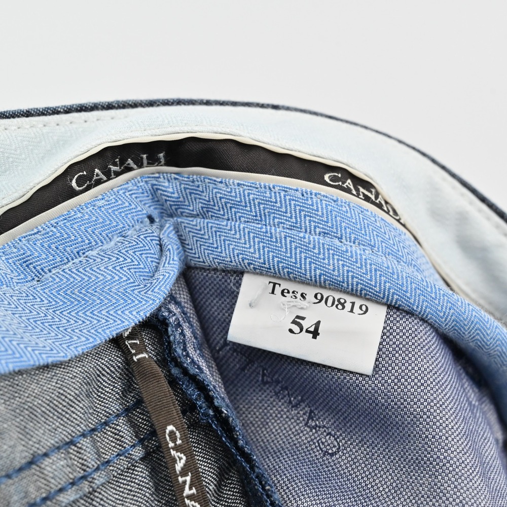 Canali Womens Trousers Size 54 Dark‎ Chambray Classic Tapered Pants Made Italy - Picture 6 of 11